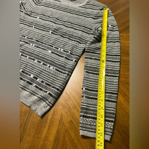 Antonio Melani Wool Blend Long Sleeve Sweater Sequin Stripes Cozy Size Med - Picture 4 of 7